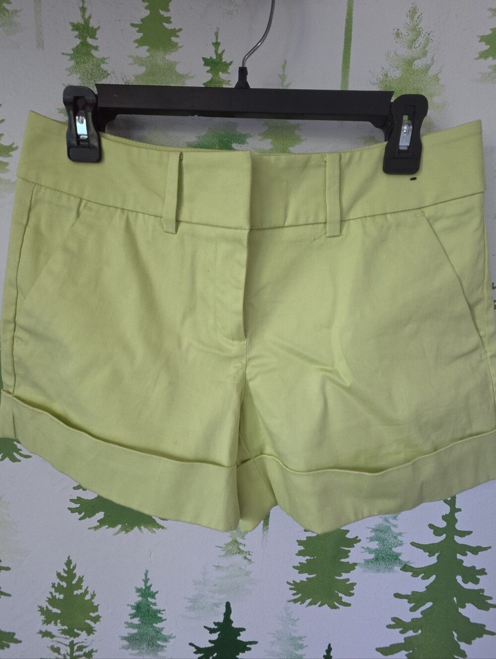 New York & Company Lemon Yellow Cuffed Shorts